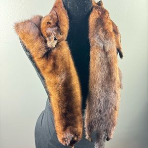 1950’s Vintage Genuine Brown Mink Pelt Stole - 53x4”